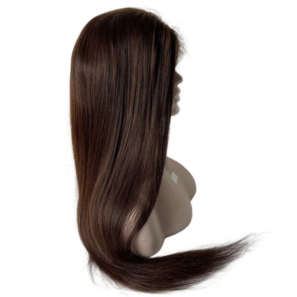Шелковистые прямые 26 дюймов коричневого цвета 4 # детские волосы плотность 150% парик по периметру большая распродажа полный шнурок с париком из искусственной кожи для чернокожих женщин