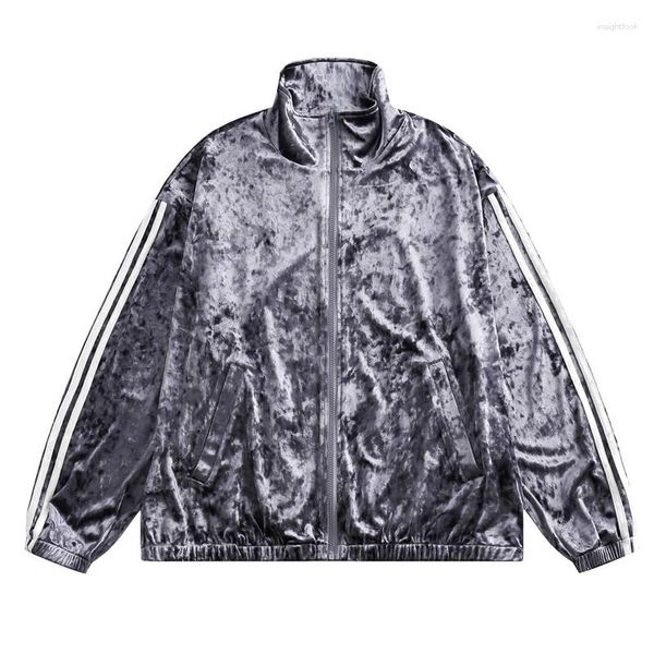 Herrenjacken Goldener Samtmantel Männer Hip Hop Street Fashion Jacke Lose Paar Sport Freizeit Stehkragen Top Veste de Baseball Homme