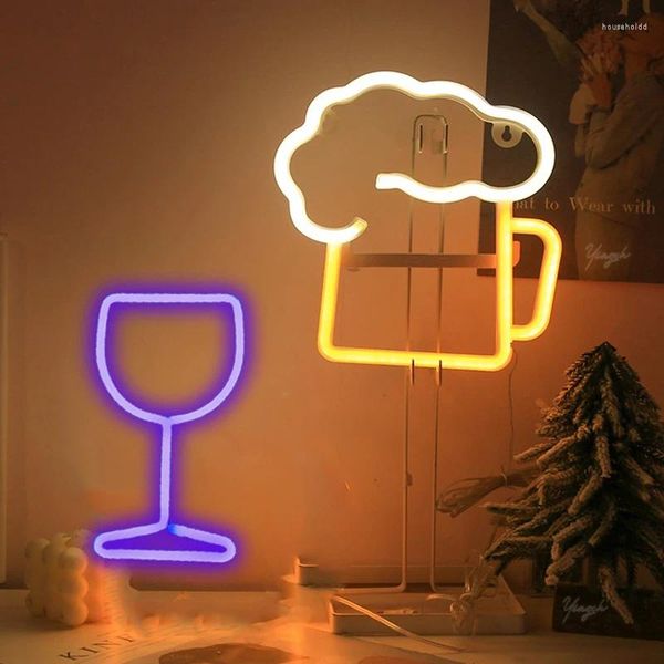 Luzes da noite canecas de cerveja sinal de néon luz led copo modelagem nightlight decoração do quarto do bebê casa loja para festa casamento aniversário