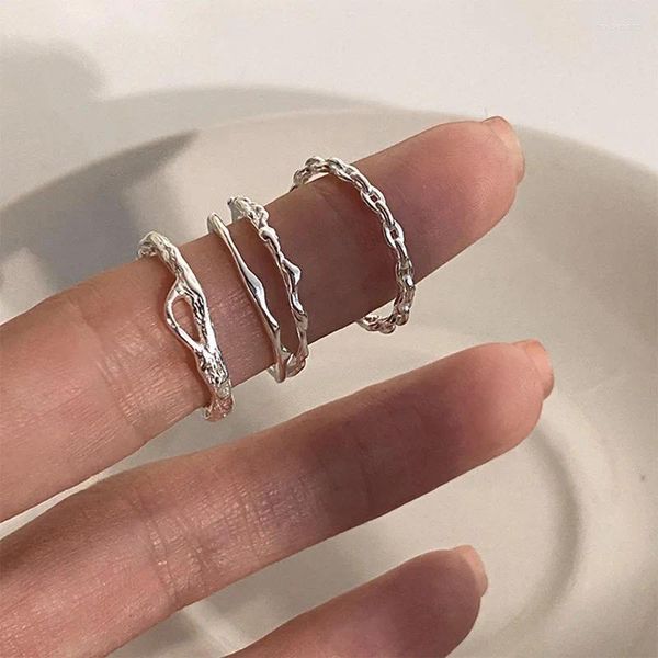 Cluster Ringe 925 Sterling Silber Einzigartige schmale Linien Ring für Frauen Schmuck Finger verstellbar offen Vintage Party Geburtstagsgeschenk