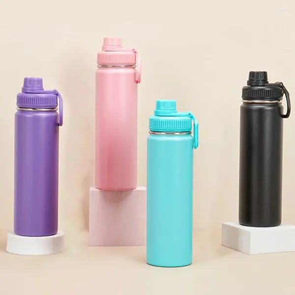 Garrafas de água 22 onças garrafa esportiva copo isolado à prova de vazamento com tampa de alça de aço inoxidável BPA grátis perfeito para presentes