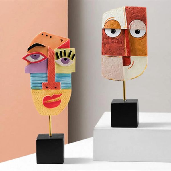 Creativo Face Art Statua Scultura Artigianato in resina Figurina astratta per soggiorno Ornamento Home Office Decorazione desktop Regalo 240119