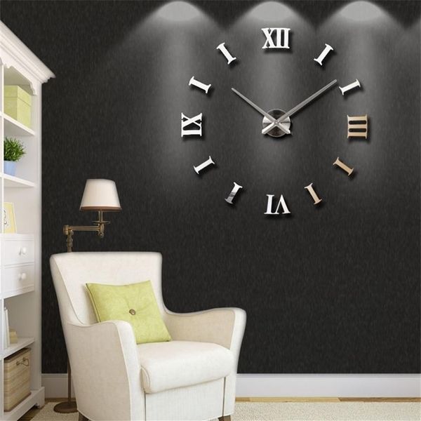 Neue Home Dekoration große 27 47 Zoll Spiegel Wanduhr modernes Design 3D DIY große dekorative Wanduhr Uhr Wand einzigartiges Geschenk LJ20121718