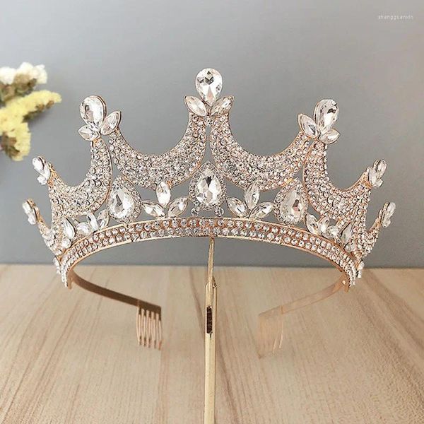 Grampos de cabelo Forseven feminino meninas festa de aniversário headbands brilhando cristal tiaras e coroas para noiva noiva véu de casamento princesa diadema