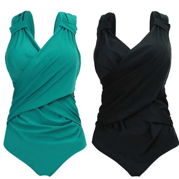 Costumi da bagno da donna Costume da bagno push up da donna integrato Costume da bagno integrato più grande costume da bagno da spiaggia solido nero blu rosso J240131