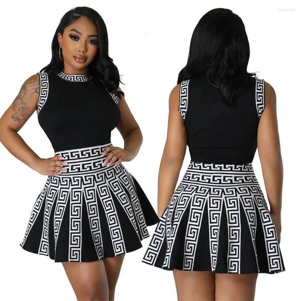 Vestidos casuais mulheres tendência mini vestido y2ksleeveless saia plissada 2024 em roupas femininas africanas