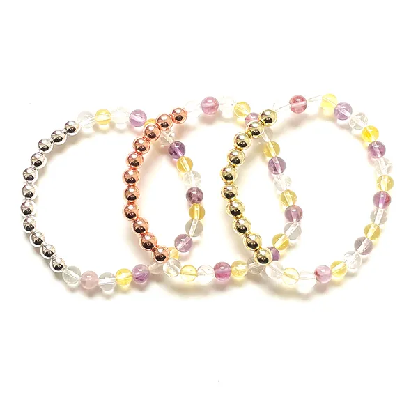 MG2044 Nuovo Design 6 MM Super Seven Quarzo Trasparente Citrino Mix Gemstone Bracciale Donna Cooper Perline Yoga Polso Mala