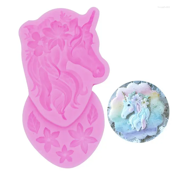 Stampi da forno Unicorni Stampo in silicone fondente Stampi per fiori Decorazione torta fai da te Stampo per foglie di caramelle al cioccolato