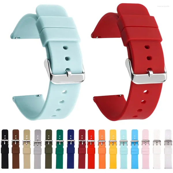 Pulseiras de relógio 14mm 16mm 18mm 19mm 20mm 21mm 22mm 24mm Substitua a pulseira de silicone Universal Soft Rubber Sport Watchband Pulseira com pinos