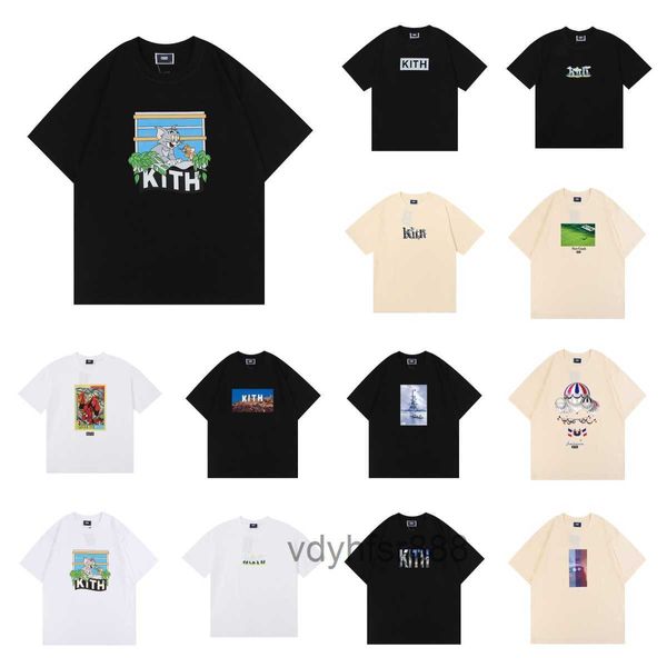 Kith Tom e Jerry T-shirt Designer Homens Mulheres Casual Mangas Curtas Sesame Street Tee Vintage Moda Roupas Tees Outwear Homem Oversize Shorts CZ4K