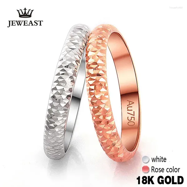 Cluster-Ringe 18 Karat reines Gold Ring Rose Weiß Unisex Männer Frauen Liebhaber Hochzeit Verlobung Feinschmuck Mädchen Miss Geschenk 2024 Drop