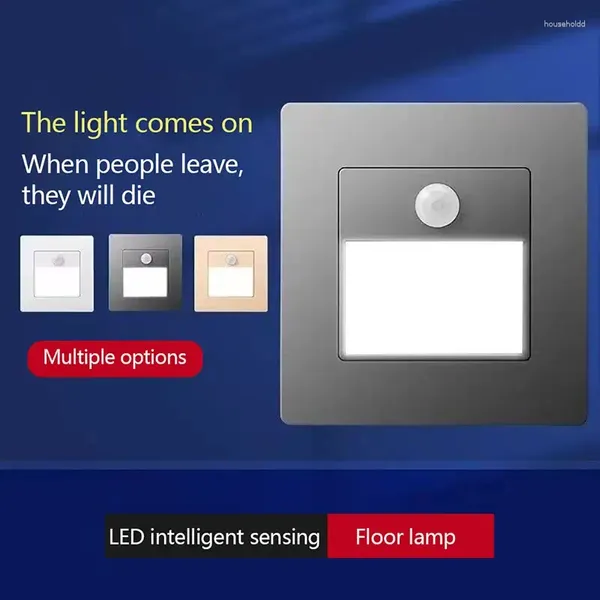 Luzes noturnas 1 pc 180-240v luz inteligente pir sensor de movimento led escada recesso passo para escada parede cozinha foyer