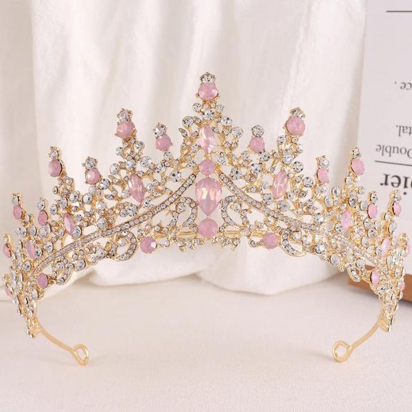 Fermagli per capelli DIEZI Lusso Elegante Rosa Verde Blu Opale Corona Donna Accessori da sposa Regina Diademi di cristallo da sposa Ragazze Vestono Fasce