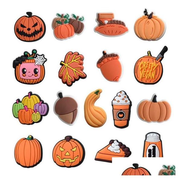 Peças de sapato Acessórios Atacado Hallowmas PVC Sapato Encantos Decorações Skl Abóbora Halloween Clog para Crianças Gota Entrega Sapatos Acces Dhsxy