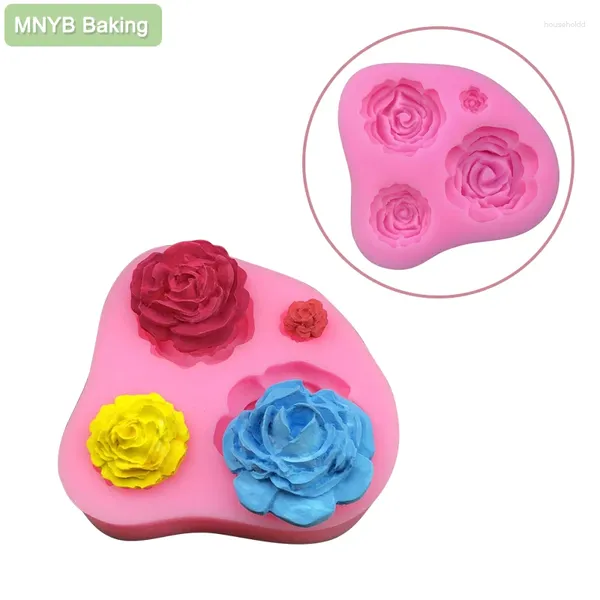 Moldes de cozimento tipos tamanho rosa flor de silicone fondant diy molde 3d bolo cupcake doces chocolate decoração ferramenta resina arte