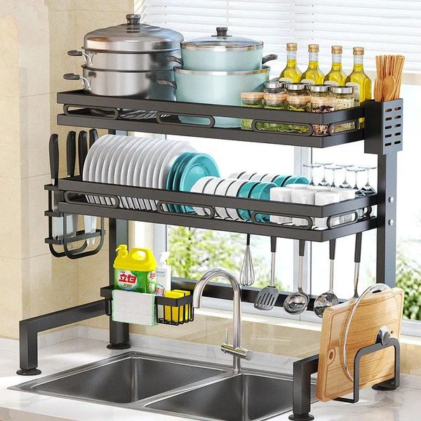 Кухонная полка для хранения 1/2 уровня над раковиной, набор стеллажей для посуды, посуда для приправ, кухонные принадлежности, аксессуары