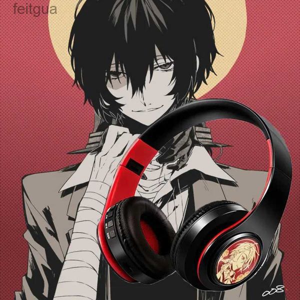 Fones de ouvido de telefone celular Bungo Stray Dogs Jogo Dazai Osamu Cosplay Fone de ouvido sem fio Bluetooth Nakahara Chuya Confortável estéreo dobrável para jogos YQ240202