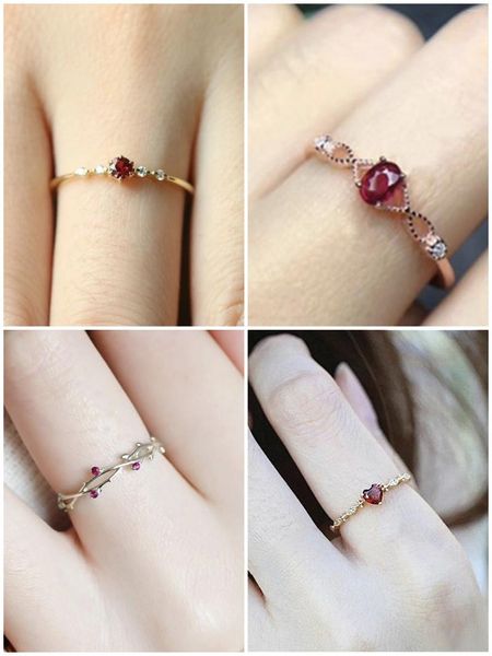 Cluster-Ringe Romantischer Stein für Frauen Roter Zirkon Dünnes Herz Damenring Koreanische Hochzeitsfeier Schmuck Zubehör Großhandel