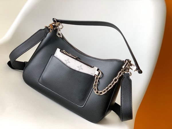 10A Дизайнерская маленькая сумка Marelle высшего качества, женская сумка из натуральной кожи, роскошная черная сумка-коробка с плечевым ремнем Wallrt на серебряной цепочке, холщовый кошелек на молнии