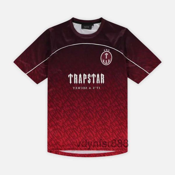 Camisetas masculinas trapstar malha camisa de futebol azul preto vermelho masculino camiseta esportiva p0nw