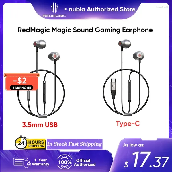 Original zte nubia redmagic jogo para 8s pro fone de ouvido de alta qualidade tipo-c/3.5mm usb jack música dispositivo eletrônico