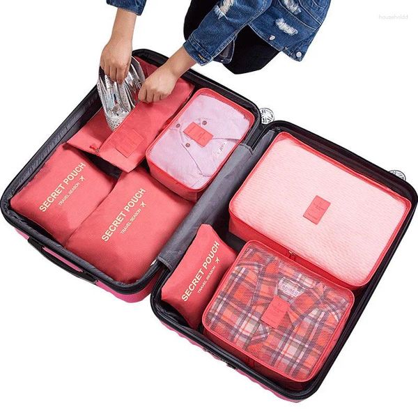 Aufbewahrungstaschen 7 Stück Reiseveranstalter Tragbarer Koffer für Frauen Kleidung Schuhe Make-up Tasche Gepäck