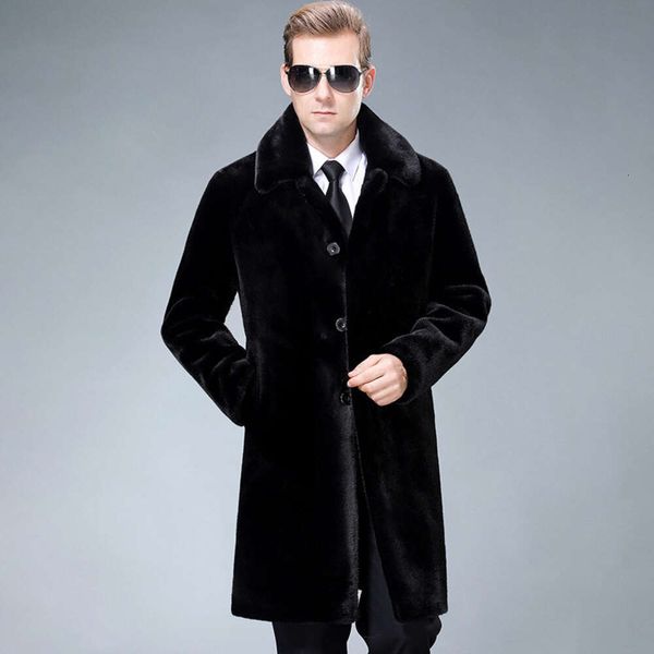 Winter Herren Haining Nerz Pelz Integrierte Business Vielseitige Casual Leder Jacke Mantel Warm 8UVI