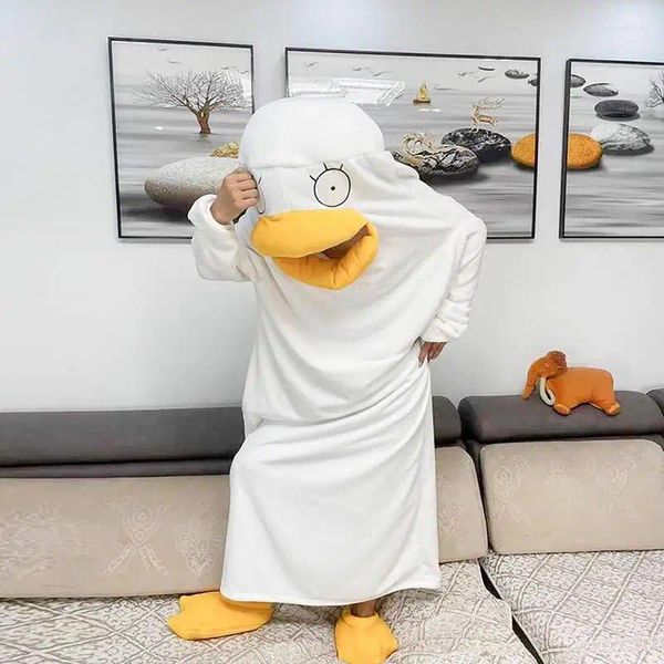 Battaniye ördek onesie pijama battaniye elizabeths cosplay kostüm tulumlar kış pazen cadılar bayramı yetişkin karikatür kapşonlu