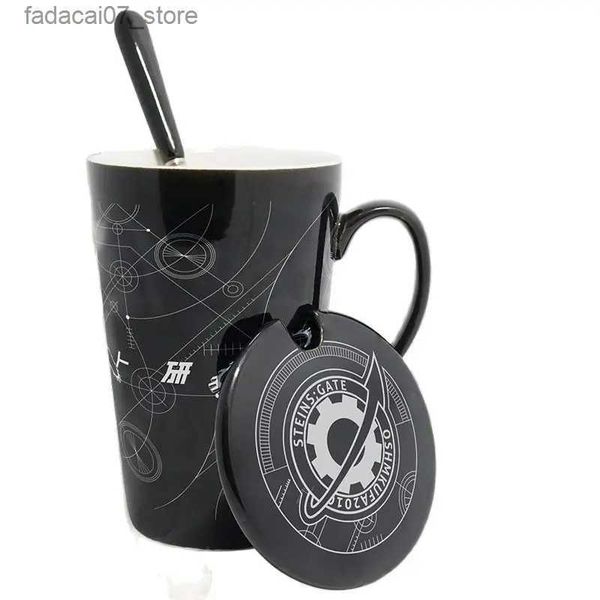 Tassen Anime Home Milch Tee Wasser Tassen Becher Steins Gate Makise Kurisu Cosplay Cartoons Schwarz Kaffeetasse Keramik Cosplay Zubehör Neue Q240202