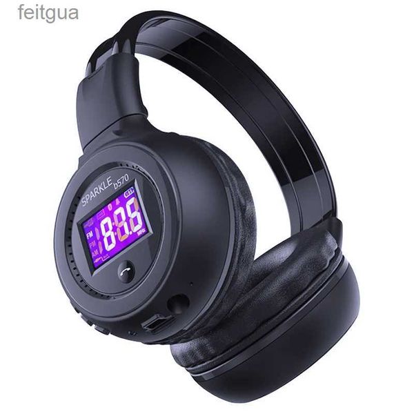 Наушники для сотового телефона B570 Bluetooth-наушники Беспроводная гарнитура Hi-Fi Стерео Бас ЖК-экран Карта Micro SD MP3 AUX Play с микрофоном YQ240202