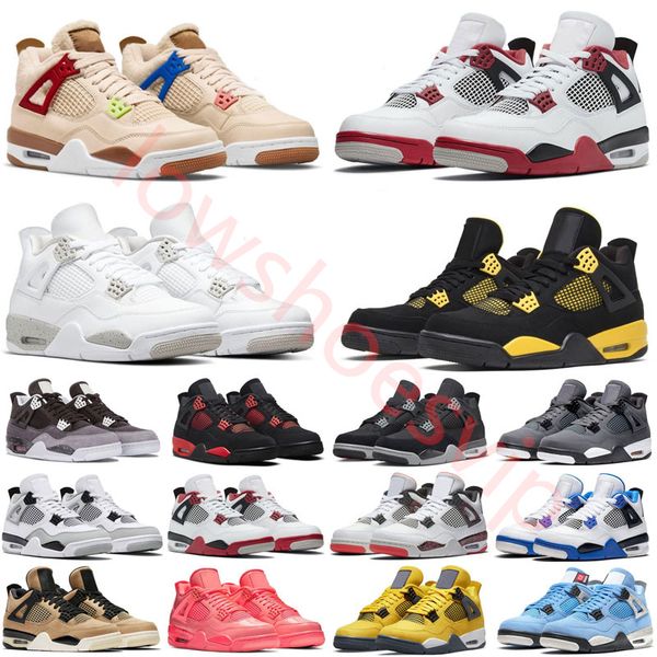 Scarpe da donna Jumpman 4 Retro Uomo Sneakers da basket Taglia 13 Militare Nero Bred Lightning Big Size 47 Midnight Navy Red Thunder Black Cat Motorsports Us 13 bianco Oreo