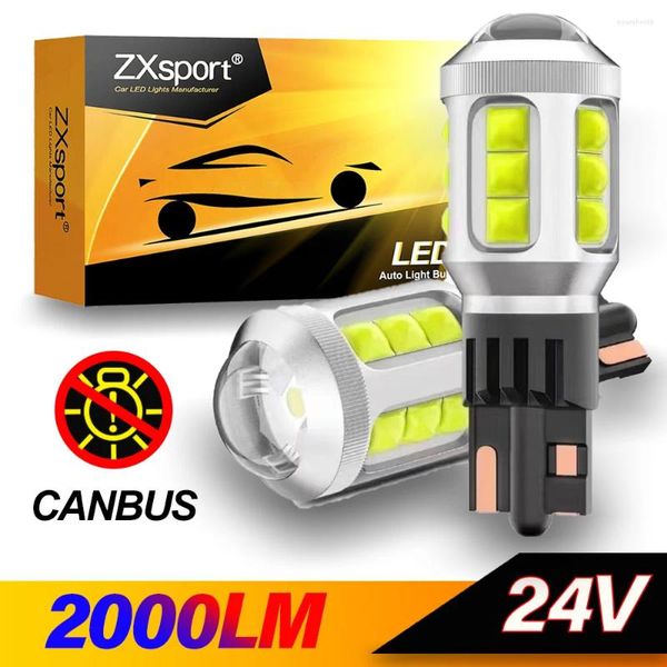 Система освещения 2x 2000LM Canbus T15 Led High Power 24V Reversa Lights для резервного копирования автомобильных ламп W16W Без гипервспышки Ксеноновые белые 6500K Voiture