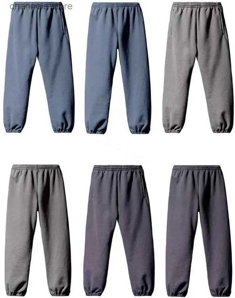 Calças masculinas 23ss streetwear carbono cinza carbono cinza azul cinza cáqui goth yeezy sweatpants homens mulheres jogger cordão calças casuais goth t240202