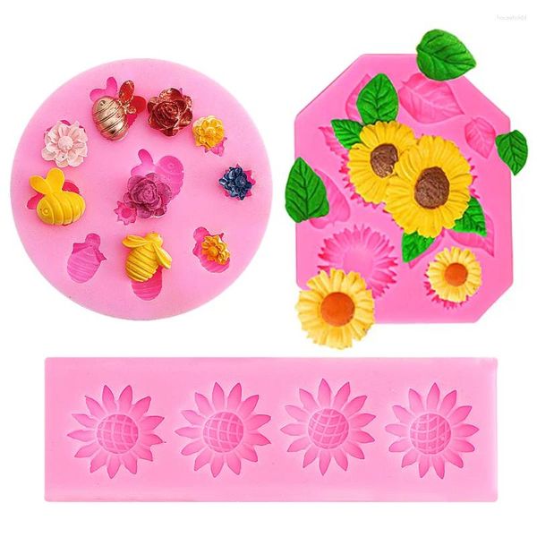 Backformen, Sonnenblumen-Bienen-Fondant-Silikonformen, Cupcake-Kuchen-Dekorationsform, Schokolade, Süßigkeiten, DIY-Werkzeuge