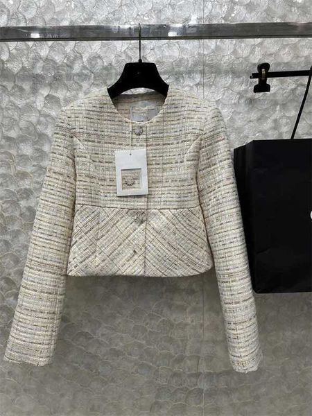 Giacche da donna Designer 2024 Autunno e Inverno New Cha Laboratorio artigianale Doppia lettera C Fibbia Spessa Tweed Celebrity Cappotto corto RD50