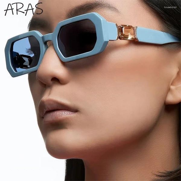 Sonnenbrille Achteck Form Kristall Frauen Strass Sonnenbrille Damen 2024 Luxus Marke Mode Kleine Rechteck Sonnenbrille Shades