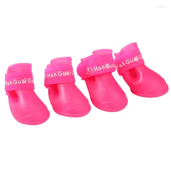 Hundebekleidung für 4 teile/los Anti Regen Gummi Haustier Booties Perro Zapatos Katze Schuhe Hunde Tragbare Wasserdichte Slip