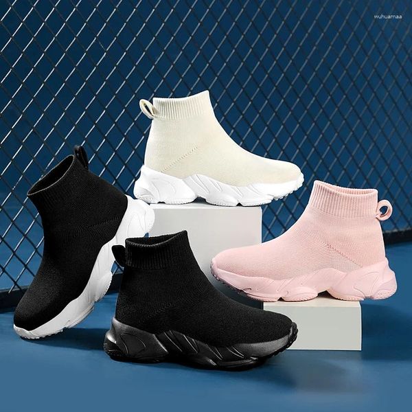 First Walkers Scarpe per bambini Scarpe da ginnastica per ragazze Moda lavorata a maglia Designer di lusso High Top Comodo Casual Corsa Sport Tennis Per