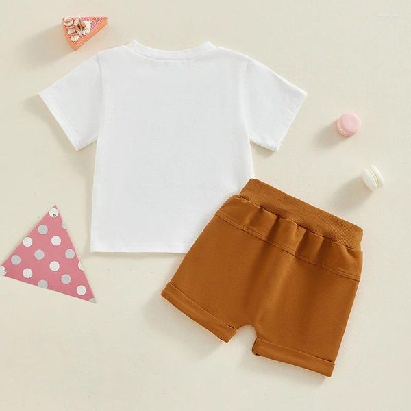 Kleidungssets Mein 1. Geburtstag Outfit Junge Mädchen Stickerei Kurzarm T-Shirt Top Shorts Geborenes Baby Sommerkleidungsset