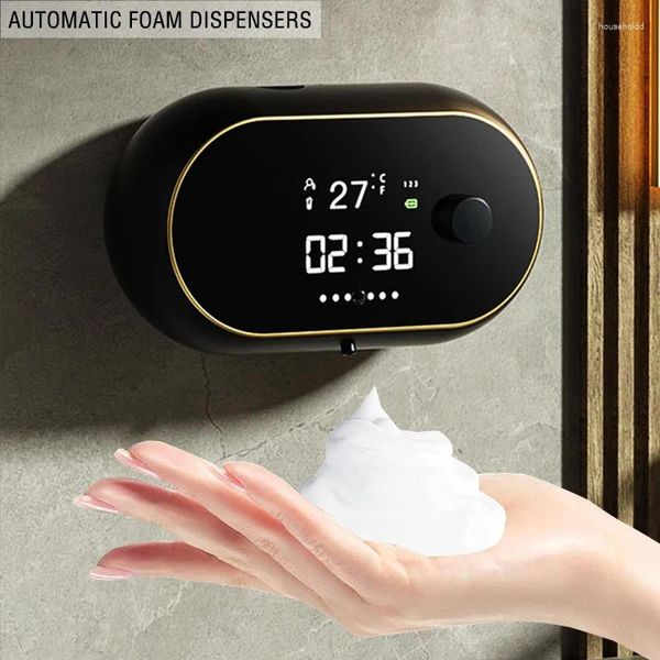 Dispenser di sapone liquido Display automatico della temperatura a LED Macchina schiumogena elettrica a induzione a infrarossi senza contatto montata a parete