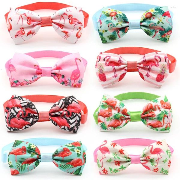 Köpek giyim 30/50 PCS köpek yavrusu aksesuarları flamingo küçük köpekler Pet Bow Ties kravat ayarlanabilir yaka bowties malzemeleri