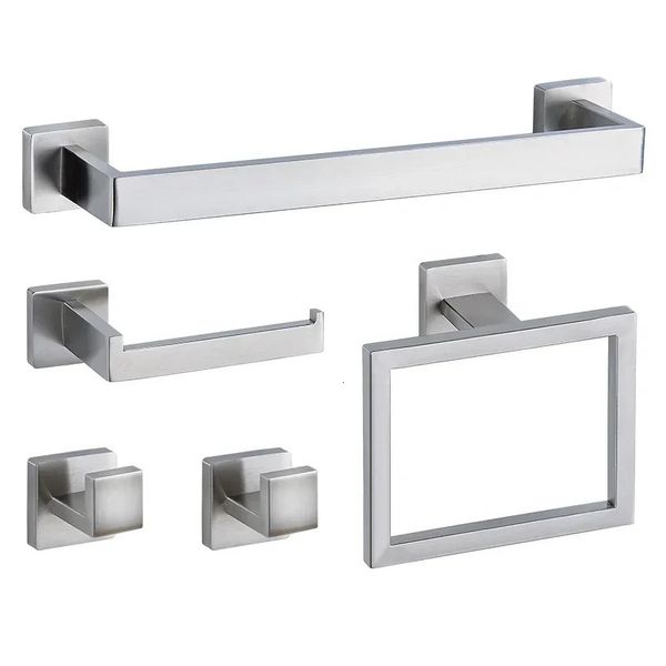 Montagem na parede de aço inoxidável preto ouro conjunto hardware do banheiro barra toalha anel suporte papel robe gancho acessórios do banheiro conjunto 240129