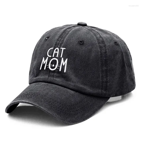 Ballkappen Katze Mama Stickerei gewaschene Baumwolle Baseballkappe für Männer Frauen Papa Hut Golf Snapback Drop