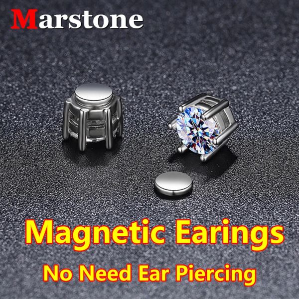 Серьги без пирсинга уха D Цвет Moissanite Diamond Magnetic Женские заработки роскошные S925 Sterling Sliver для женщин мужчин.