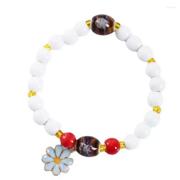 Charm-Armbänder, modisches Keramik-Gänseblümchen-Blumen-Stretch-Perlenarmband