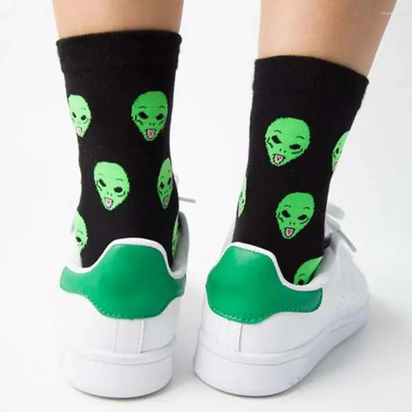 Frauen Socken Unisex Sommer Mode Cartoon Katze Kunst Lustige Alien Planet Herbst Winter Kreative Weiche Baumwolle Hipster Paare Dropship