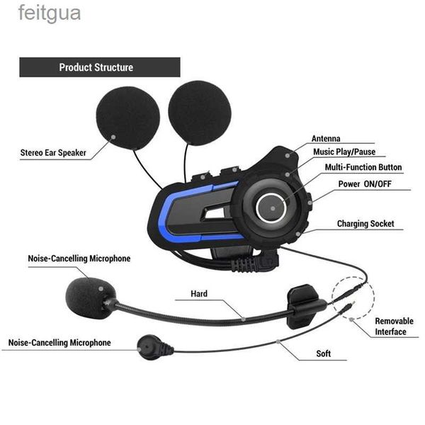 Fones de ouvido de telefone celular S2 Capacete de esqui para motocicleta Fone de ouvido Bluetooth BT5.1 CVC Redução de ruído Duplo Intercomunicador Equitação sem fio Fone de ouvido YQ240202