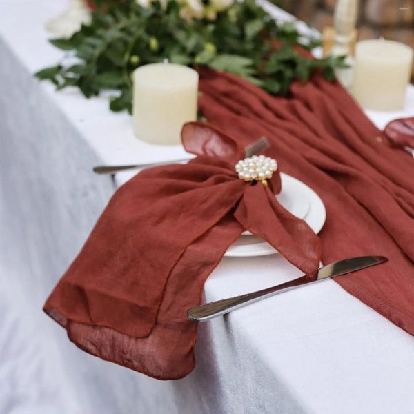Masa peçete 12pcs toptan 46x46cm pembe gazlı pamuk yeniden kullanılabilir düğün dekorasyon partisi Noel dekor retro kumaş peçeteler