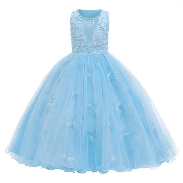 Abbigliamento da palcoscenico Abiti da bambina per bambini Principessa Damigella d'onore Spettacolo Festa di compleanno Abbigliamento Abito da sposa Costume senza maniche per bambini Fiore