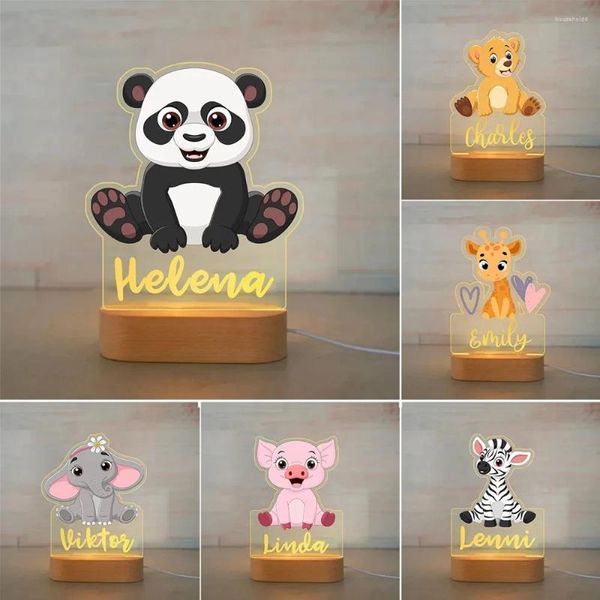 Luci notturne Lampada 3D creativa Acrilico Panda Elefante Luci notturne Infantil Decorativo Camera da letto Comodino Regalo di Natale